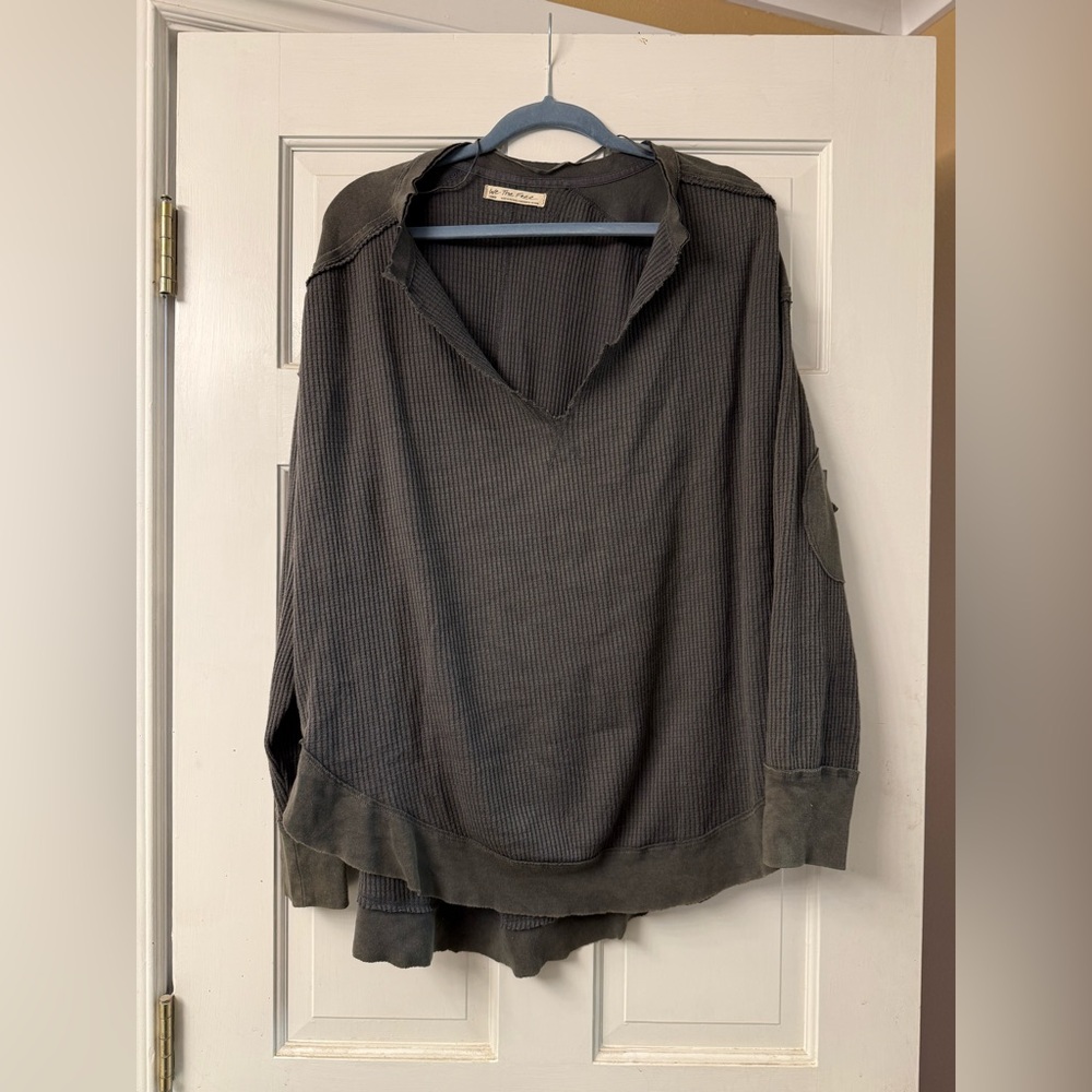 We The Free Waffle Fabric Oversized Henley Top Large